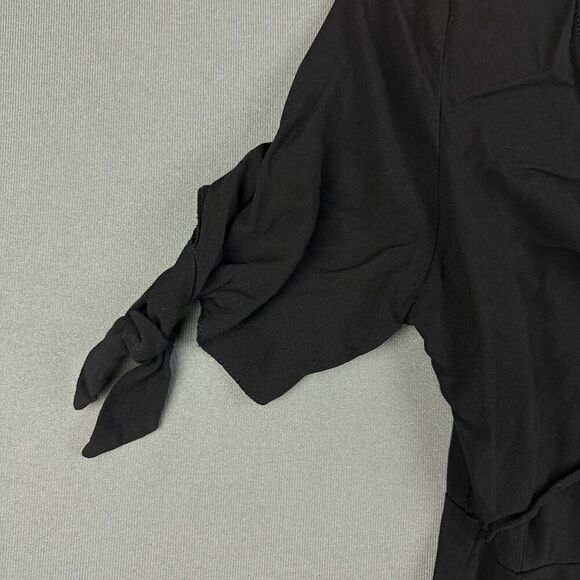 ASOS Wrap Dress Womens 10 Black Layered Tie Front Flowy Basic Minimalist - Picture 4 of 16